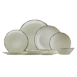 Hermia CXEO24Y2730P02 Vajilla de Porcelana 24 Piezas Color Canela Apta Lavavajillas Microondas
